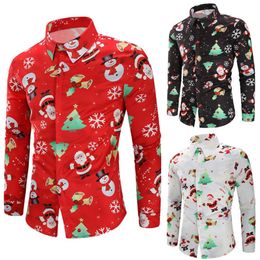 Mens Christmas 3D Print Shirts Snowman Santa Claus Print Cute Shirts Party Evening Funny Dress 263W