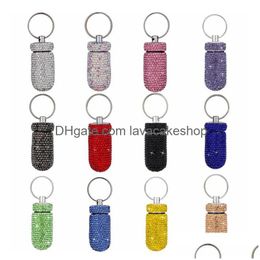 Party Favour Diamond Small Medicine Bottle Keychains Portable Waterproof Aluminium Alloy Tank Storage Box Drop Delivery Home Garden Fest Dh7Mg