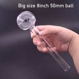 600pcs XXXL SIZE Hand Smoking Pipe 200mm 8inch Lenght OD 50mm Ball Glass Oil Burner Pipe Wholesale Cheapest Price Dhl Free