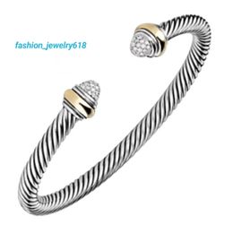 Open stainless steel bracelet with Fashionable and simple diamond setting 5MM titanium steel cable rope for women's bracelet Luxury bracelet K3