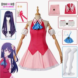 Theme Costume Arrival Ai Hoshino Cosplay Oshi No Ko Wig Red Dress Bunny Hairpin Performance Women Event Party Outfit 230914