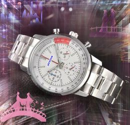 All Dials Working Automatic Date Men Two Eyes Design Watches Luxury Stainless Steel Band super Clock Stopwatch Quartz Movement Popular Business Watch montre de luxe