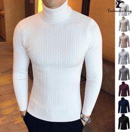 Men's Sweaters Turtleneck Sweater Fashion Warm Slim Pullover Male Knitted