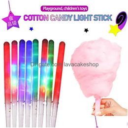Party Decoration Non-Disposable Food-Grade Light Cotton Candy Cones Colorf Glowing Luminous Marshmallow Sticks Flashing Key Christmas Dhj69