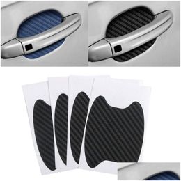 Car Stickers 4Pcs/Set Door Sticker Carbon Fibre Scratches Resistant Er Handle Protection Film Exterior Styling Accessories Drop Delive Dhtnr