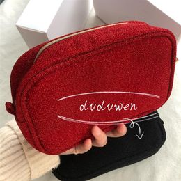 18X12X5CM2021 new fashion Black or red zipper bag elegant C gift beauty cosmetic case makeup Organiser bag gift box pretty storage195L