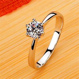 Cluster Rings Luxury Female Small Zircon Stone Ring Real 925 Sterling Silver Engagement Solitaire Wedding For Women