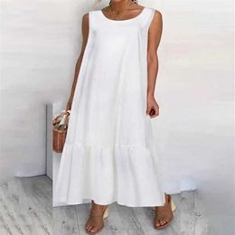 Celmia 2020 Maxi Long Dress Fashion Women Summer Sundress Cotton Ruffles Casual Loose Sleeveless Party Vestidos Mujer Plus Size Y0303D