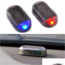 Alarm Security Car Light Fake Solar Powered Simated Dummy Wireless Warning Anti-Theft Caution Lamp Led Flashing Imitation Drop Deliver Dhbgi