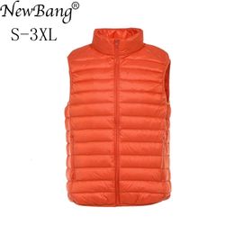 Men's Vests Bang Brand Men's Waistcoat Ultra Light Down Vest Men Lightweight Waterproof Sleeveless White Duck Down Male Slim Gilet 230915