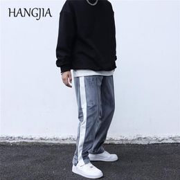 Side Striped Patchwork Sweat Pants Harajuku Mens Women Velour Jogger Sweatpant High Street Man Fashion Velvet Wide Leg Trousers Me231f