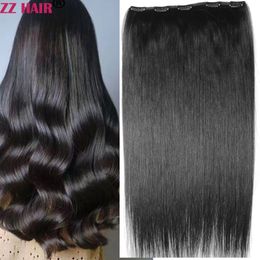 Fryzury Zzhair 100% ludzkie przedłużenia włosów 16 „28” Mase Made Remy Hair Nolace 5 Clipsin 100G200G Natural Prosty 230914