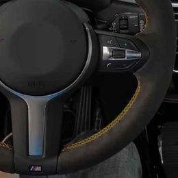 Car Steering Wheel Cover Black Suede DIY Soft For BMW M Sport 1 Series F20 M135i M140i M235i M240i X1 F21 F48 X2 F39 X3 F252971