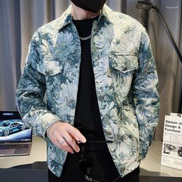 Men's Jackets 2023 Botanical Branch Print Jacket Coats Overalls Baseball Hip Hop Streetwear Stitch Stage DJ Club Bomber