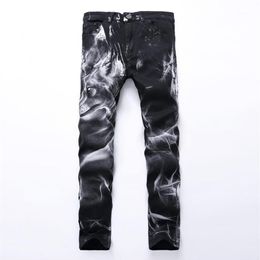Whole-Men Printing Jeans Knee 3D Printed Black Rap Biker Jeans Men Hip Hop Loose Slim Wolf Skinny Jeans For Men Denim Pants Pl222k
