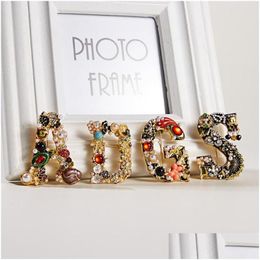 Pins Brooches Vintage Gem Pearl Rhinestone Letter Brooch Inital Alphabet For Women Men Trendy Clothes Accessories Drop Delivery Jewelr Dhbiz