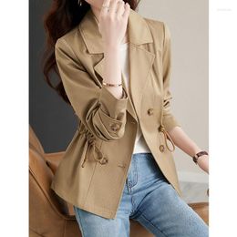 Women's Trench Coats Spring Clothes Women Fashion Loose Lapels Double Buttons Long Wind Breaker Work Jacket Coat For Tops X124