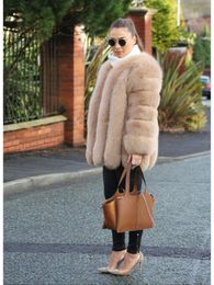 Women's Fur Faux Fur Large size ladies winter fur jacket long sleeve winter jacket ladies real fur coat leather jacket 230915