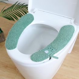 Toilet Seat Covers 1 Pair Universal Mat Reusable Soft Warm Plush Cushion Pad Washable Household Bathroom Lid Cover