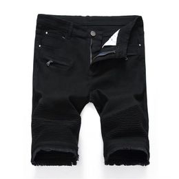 Denim Shorts Men Jeans Summer Stretch Slim Fit Short Jeans Mens Designer Cotton Casual Distressed Black Jean Knee Length Shorts219k