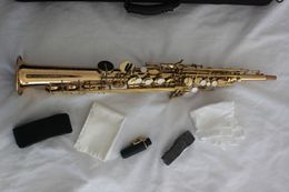 oves brass Bb straight soprano saxophone sax gold lacquer with high f#