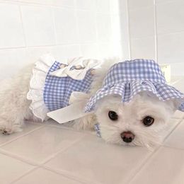 Dog Apparel Bow Pet Skirt Teddy Bichon Summer Dress Pomei Plaid Shirt Yorkshire Puppy Suspender Soft Clothes