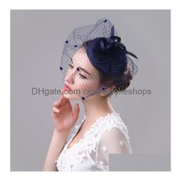 Party Hats Chicmesh Fascinator Hat Vintage Linen Veil Hair Clip For S Parties Fancy Dress - Black/Beige/Grey/Blue Drop Delivery Home G Dh9Mq