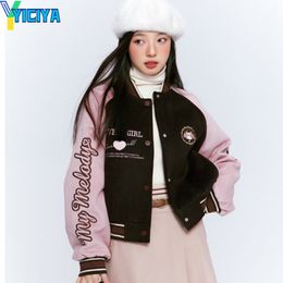 Women's Jackets Sweatshirts YICIYA varsity jacket bomber women pink baseball Jackets racing Female fashion korean Windbreak y2k vintage Jacket coat 230914
