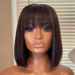 Synthetic Wigs Straight Wig With Bang Short Bob Wigs For Black Women Brazilian Virgin Hair Wigs Machine Made Glueless Human Hair Wigs with Bang 230914