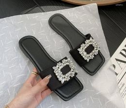 Slippers Brand Women Slipper Fashion Bling Rhinestone Buckle Beach Slides Summer Sandal Shoes Open Toe Flip Flop Plus Size 41 42 43