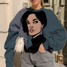 Men's Hoodies Sweatshirts Urban Women Cartoon Print Long sleeved O Neck Spring Autumn Fashion Indie Pullovers Plus Size 3 Colours Loose Jumper 230914