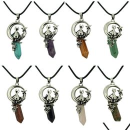 Pendant Necklaces Wholesale Necklace Fashionable Various Hexagonal Crystal Gemstone With Alloy Star Moon Cat Drop Delivery Je Dhgarden Dhctm