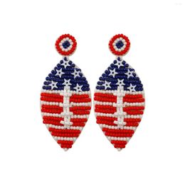 Dangle Earrings PATRIOTIC BEADED American Flag/Football/Red Blue And White Star Tassel For Women Seed Embellished Jewel