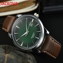 Business trend highend cow leather watches Men Chronograph cocktail color series full stainless steel European Top brand clock240m