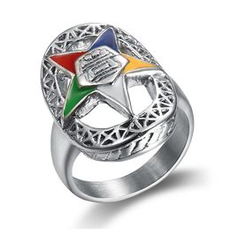 Solitaire Ring Stainless Steel Sier Order Of The Eastern Star Rings For Ladies Party Band New Trendy Unique Design Oes Masonic Jewellery Dhn73