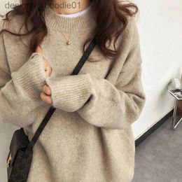 Women's Sweaters Women's Sweaters Oversized Sweater Women Pullover 2022 Autumn Winter Soft Cashmere Outwear Loose Knitted Jumper Robe Pull Femme Hiver L230915