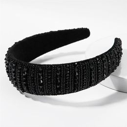 Rhinestone Girls Black Hairbands Full Diamond Headbands For Women Girls Solid Colour Hair Hoop Women Hair Accessories268Z