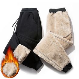 Men's Pants Men Fleece Warm Cargo Pants Plus Size Loose Print Plush Thermal Drawstring Trousers Autumn Winter Sports Outwear Sweatpants 230915