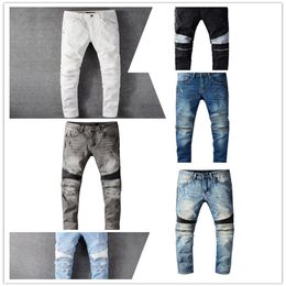 New Luxury Designer Mens Jeans Slim-leg Denim Fashion Cowboy Male Skinny Slim-leg Pencil Pants Classic Hip Hop Pants SIZE224s