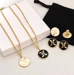 New designed Triomphe Color Enamel Pendant chain necklace bracelet earring Brass Gold plated women Designer Jewelry Sets XCE17