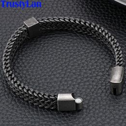 Link Chain Retro Black Stainless Steel Bracelet Bangles For Men Male Jewellery Accessories Mens Armband Bracelets His Boyfriend Gif227N