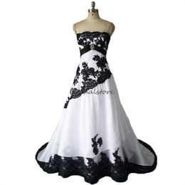 Real Picture Black Lace Gothic Wedding Dress 2023 Sexy Strapless Boho Beach Bride Dress Corset Vintage Aesthetic Bridal Dress Robe De Mariee Vestidos Novias