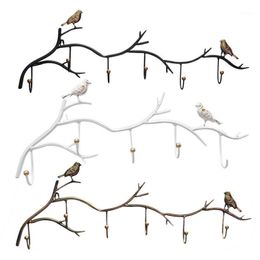 5 Hooks Wrought Iron Bird Door Hook Rack Clothes Rack Robe Key Holder Door Mounted Hat Hanger Kitchen Wall Home Decoration12440