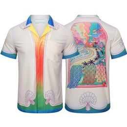 2022 Summer Europe Hawaii shirts paris designer luxury men clothing Colour letter print Casual Shirt Cool Hip hop Short Sleeve geom206o
