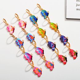 Dangle Earrings 2 Pairs Butterfly Enamel Pendant 2023 Cute And Fashionable Women's Kids Jewellery Hoop DIY Making Accessories