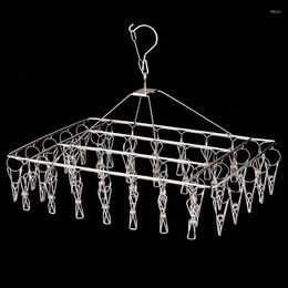 Hangers 40 Clips Stainless Steel Windproof Clothespin Laundry Hanger Clothesline Sock Towel Bra Drying Rack Clothes Peg Hook Airer Dryer