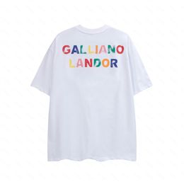 Galleries DEPT Harajuku 23SS Spring Vintage Washed GALLIANO LANDOR Rainbow Letters Printed Logo T Shirt Loose Oversized Hip Hop Unisex Short Sleeve Tees 04