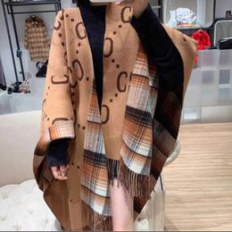 Shawls Designer Letter plaid cashmere oversized double-sided cloak wool scarf for women's autumn winter new thickened warm dual purpose coat AWV8