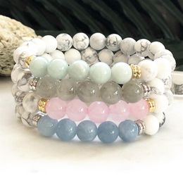 MG0882 New Design Labradorite Howlite Bracelet Women's Chalcedony Beaded Bracelet Energy Power Yoga Mala Bracelet261O