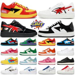 luxury designer casual shoes platform low sneakers sk8 mens outdoor trainers Patent Leather Shark black white blue orange men women sport sneaker trainer